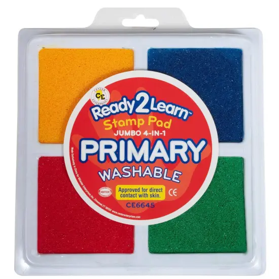 Jumbo 4-in-1 Washable Stamp Pad - Red, Yellow, Green, Blue - Pack of 3 {2}