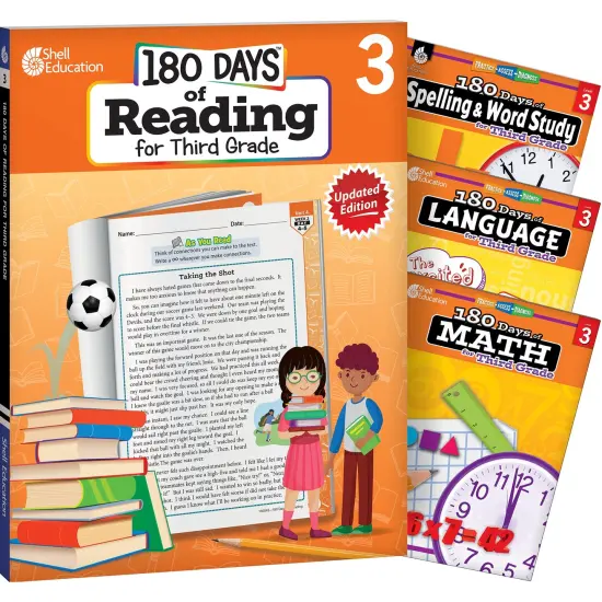 180 Days Reading, Spelling, Language, & Math Grade 3: 4-Book Set {1}