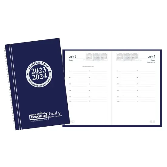 Recycled Daily Academic Calendar Planner Blue Cover {1}