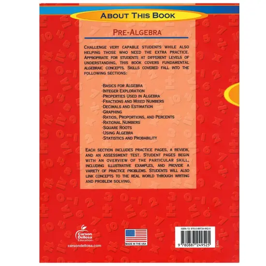 Pre-Algebra Resource Book, Grades 6-8, Paperback {3}