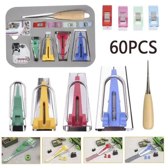 60-Pieces Fabric Bias Binding Tape Maker Kit {3}