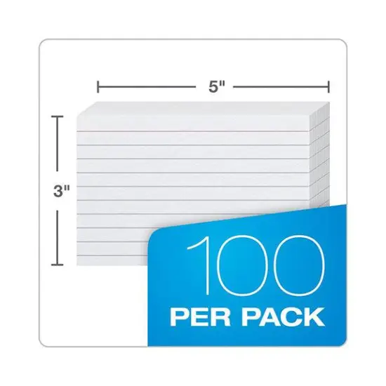 Index Cards, 3" x 5", Ruled, 100 Per Pack, 12 Packs {3}
