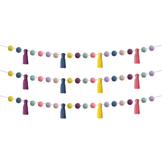 Pom-Poms and Tassels Garland, Pack of 3 {1}