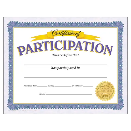 Certificate of Participation Classic Certificates, 30 Per Pack, 6 Packs {2}