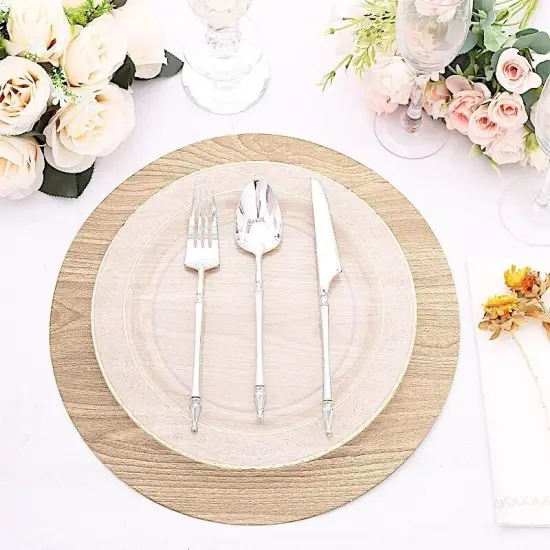 NATURAL 6 Rustic 13" Wooden Round Disposable Paper PLACEMATS {4}