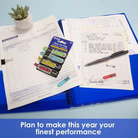 Neon Color Printed Sign Here Flags with Dispenser, 100 Per Pack, 12 Packs {2}