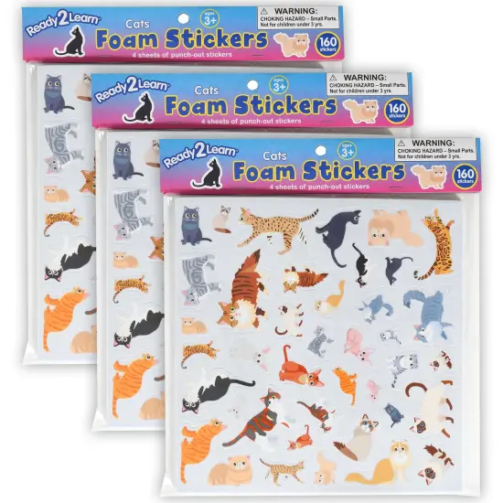 Foam Stickers - Cats - 160 Per Pack - 3 Packs {1}