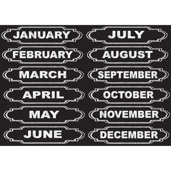 Die-Cut Magnets, Chalkboard Calendar Months, 12 Per Pack, 6 Packs {2}