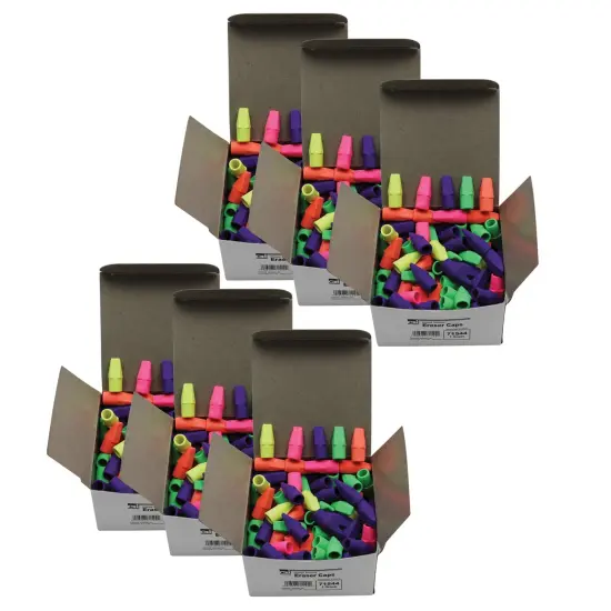 Pencil Eraser Caps, Latex Free, Assorted Colors, 144 Per Box, 6 Boxes {1}