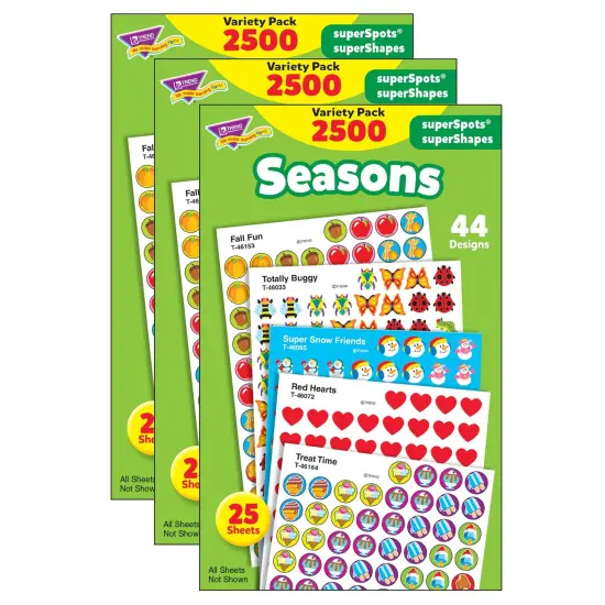 Seasons superSpots&reg;/superShapes Variety Pack, 2500 Per Pack, 3 Packs {1}