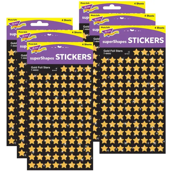 Gold Foil Stars superShapes Stickers, 400 Per Pack, 6 Packs {1}