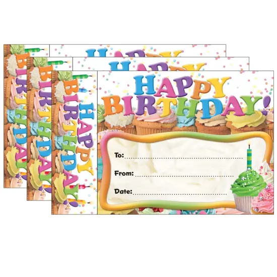 Happy Birthday Cupcakes Bookmark Awards, 30 Per Pack, 3 Packs {1}