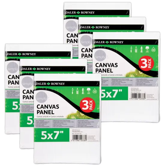 Simply White Canvas Panels Set, 5" x 7", 3 Per Pack, 6 Packs {1}