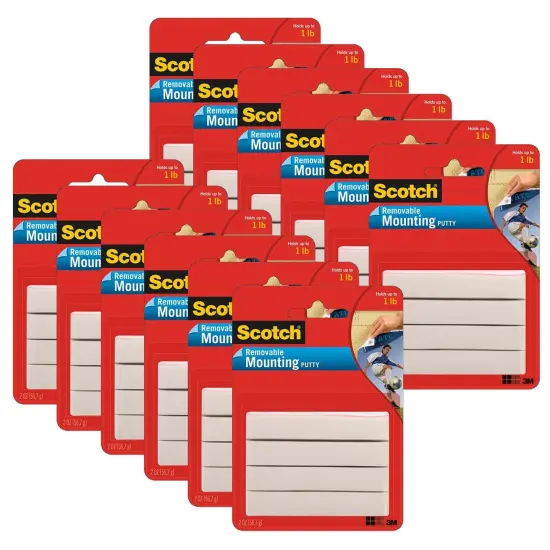 Mounting Putty, Removable, White, 2 oz. Per Pack, 12 Packs {1}