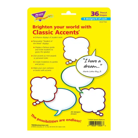 Speech Balloons Classic Accents&reg; Variety Pack, 36 Per Pack, 3 Packs {2}
