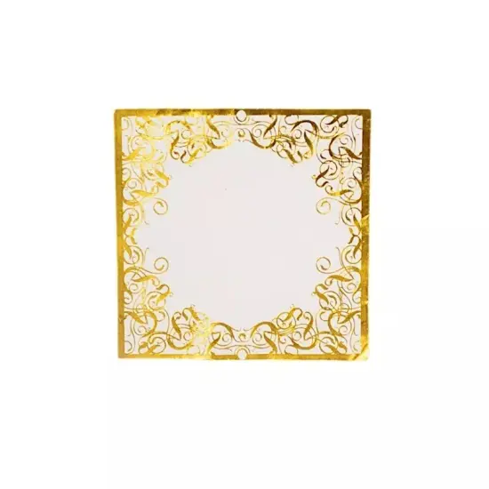 WHITE 20 Soft 3 Ply Paper Disposable Dinner NAPKINS GOLD Lace Design {1}