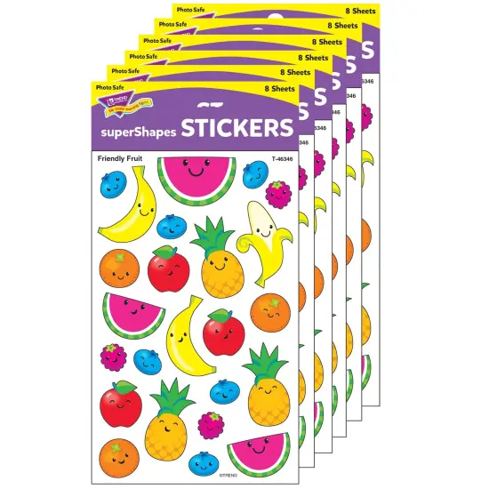Friendly Fruit superShapes Stickers-Large, 192 Per Pack, 6 Packs {1}