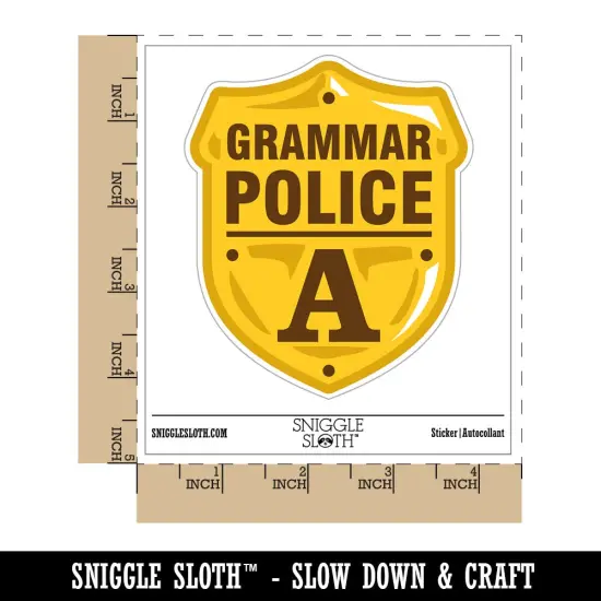 Grammar Police Badge Waterproof Vinyl Phone Tablet Laptop Water Bottle Sticker Set - 5 Pack {1}