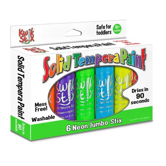 Jumbo Solid Tempera Paint Stick, 6 Neon Colors {1}