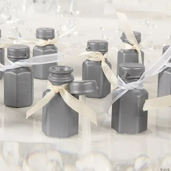 Bulk 48 Pc. Mini Hexagon Bubble Bottles Teal {2}