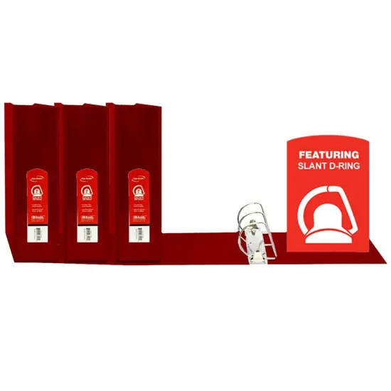 Slant D Ring View Binder with 2 Pockets, 3", Burgundy, Pack of 3 {1}