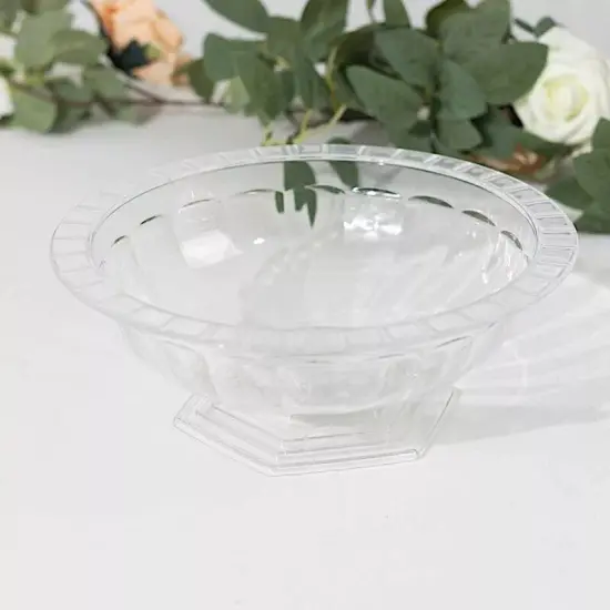 CLEAR 3 Plastic 10" Roman Style Compote VASES Flower Pedestals {3}
