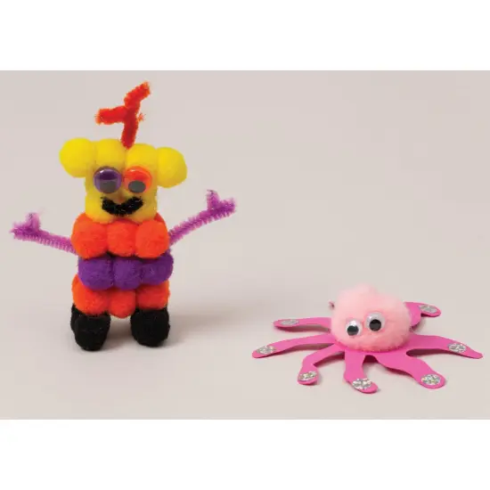 Pom Pons, Bright Hues, Assorted Sizes, 100 Pieces Per Pack, 3 Packs {6}