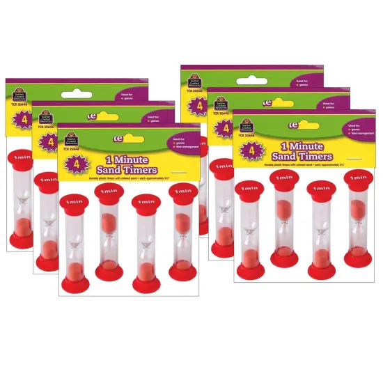 Sand Timers, Small, 1 Minute, 4 Per Pack, 6 Packs {1}