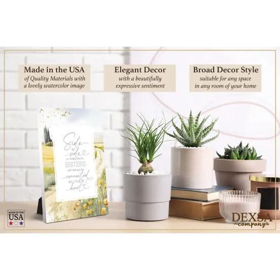 Side By Side..Sisters Wood Plaque with Easel and Hook Wall Tabletop Art - 6 inches x 9 inches {3}