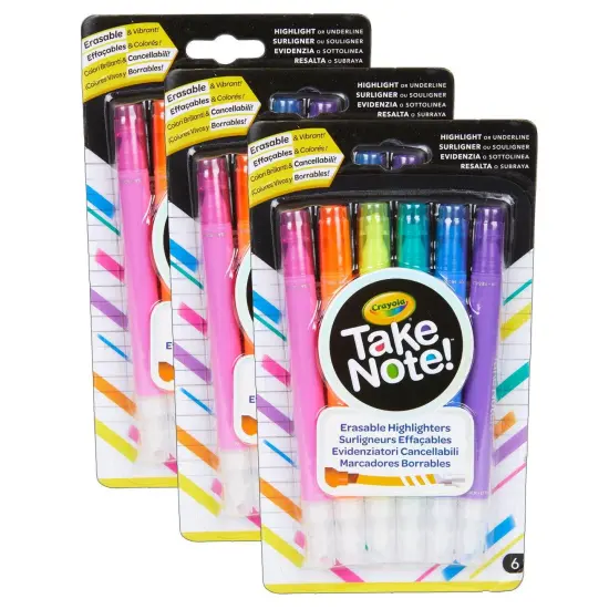 Take Note! Erasable Highlighters, 6 Per Pack, 3 Packs {1}
