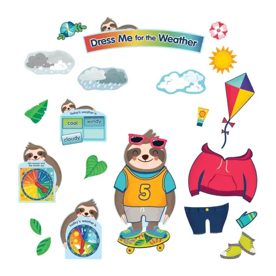 One World Sloth Dress Me for the Weather Bulletin Board Set, Grade PK-2, 54 Pieces {2}