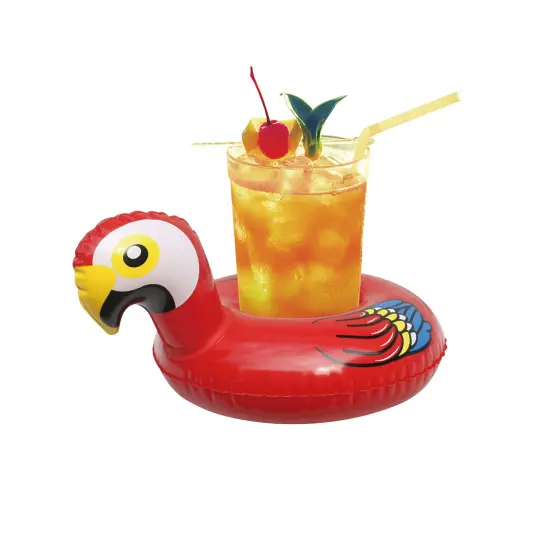 Northlight 10" Inflatable Parrot Swimming Pool Floating Drink Holder Red {1}