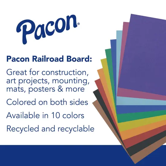 4-Ply Railroad Board, 10 Assorted Colors, 22" x 28", 100 Sheets {2}