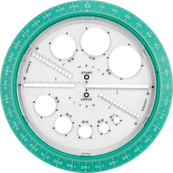 Angle & Circle Maker with Integrated Circle Templates, 360 Degree, 6 Inch/15cm, Assorted Colors, Pack of 5 {5}