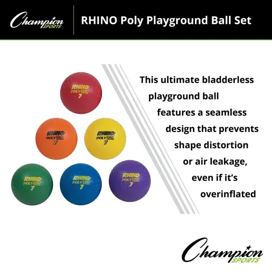 Rhino&reg; Poly 7" Playground Ball Set, Assorted Colors, Set of 6 {4}