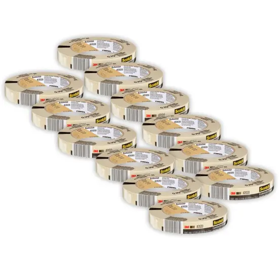 Contractor Grade Masking Tape, 0.70 in x 60.1 yd (18mm x 55m), Pack of 12 {1}