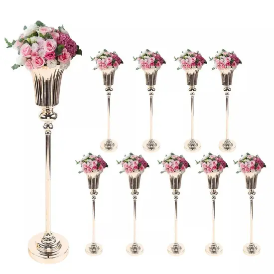 2-Pieces Metal Trumpet Vases for Wedding Centerpieces {4}
