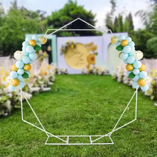 White Metal Geometric Wedding Arch Backdrop Stand {3}