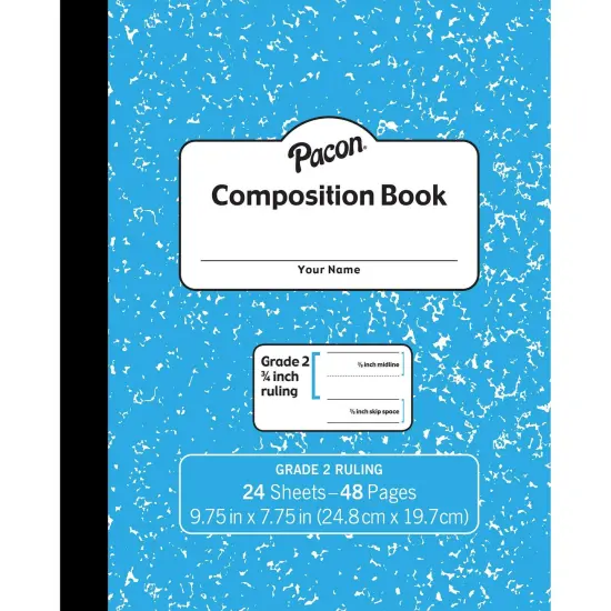 Composition Book, Grade 2, Blue Marble, 3/4" x 3/8" x 3/8" Ruled, 9-3/4" x 7-3/4", 24 Sheets, Pack of 24 {2}