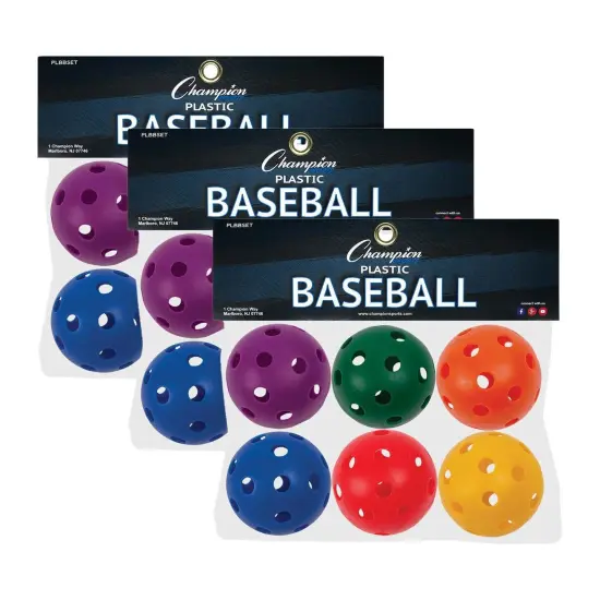 Plastic Baseballs, 6 Per Set, 3 Sets {1}