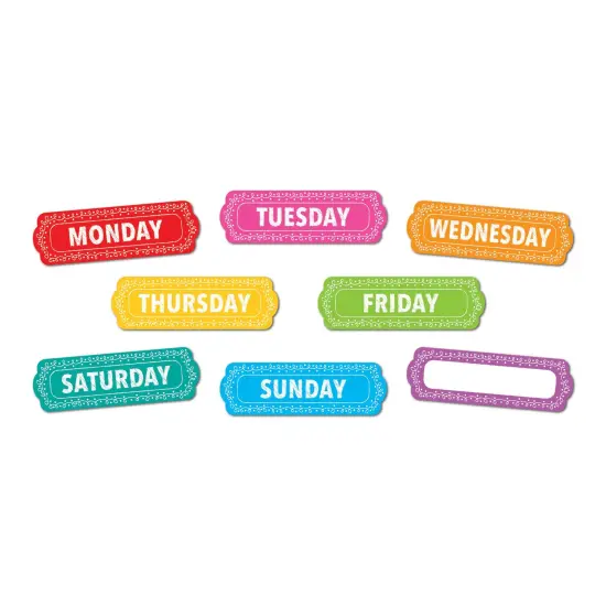 Magnetic Die-Cut Timesavers & Labels, Days of the Week, Chalk Loops, 8 Per Pack, 6 Packs {2}