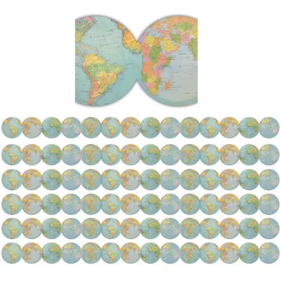Travel the Map Globes Die-Cut Border Trim, 35 Feet Per Pack, 6 Packs {1}