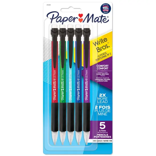 Write Bros&reg; Comfort Mechanical Pencil, 0.7mm, Assorted, 5 Per Pack, 12 Packs {2}