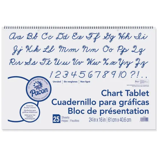 Chart Tablet, Cursive Cover, Unruled 24" x 16", 25 Sheets, 3 Tablets {2}