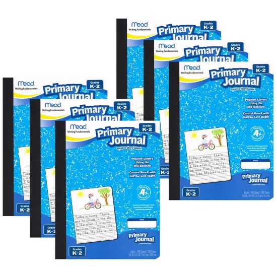 Primary Journal Half Page Ruled, 100 Sheets Per Book, Pack of 6 {1}