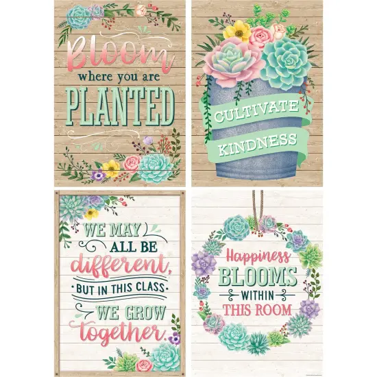 Rustic Bloom Posters, 13-3/8" x 19", Set of 4 {1}