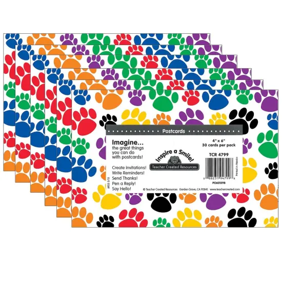 Colorful Paw Prints Postcards, 30 Per Pack, 6 Packs {1}