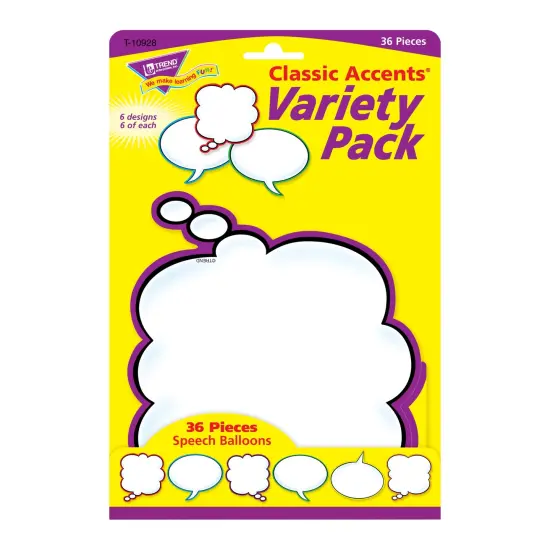 Speech Balloons Classic Accents&reg; Variety Pack, 36 Per Pack, 3 Packs {4}