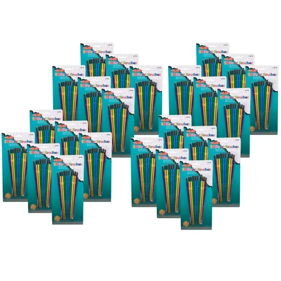 Plastic Artist Paint Brushes, Assorted Sizes and Colors, 10 Per Pack, 24 Packs {1}