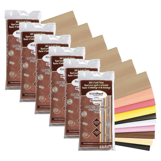 Multi-Cultural Tissue Assortment, 10 Assorted Colors, 20" x 30", 20 Sheets Per Pack, 6 Packs {1}